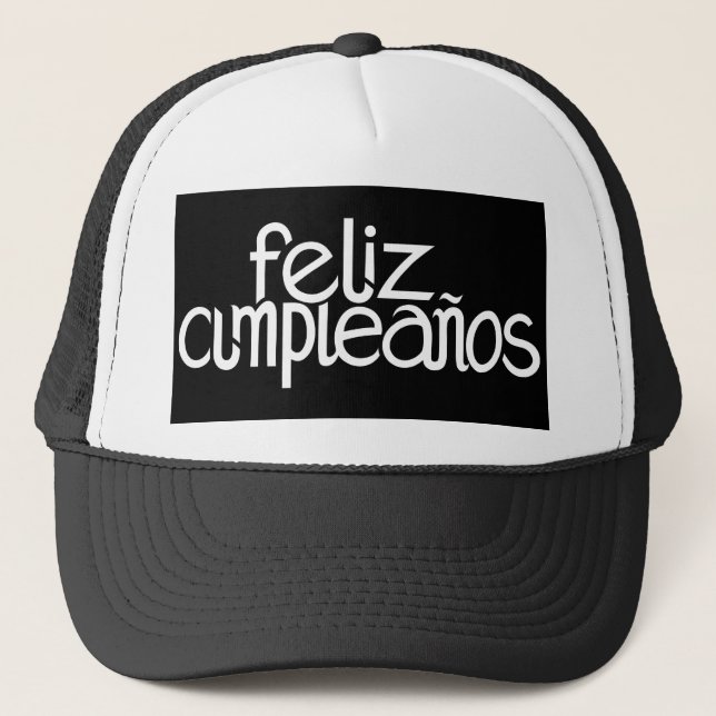 De Camionero Feliz cumpleaños blanco Gorra (Anverso)