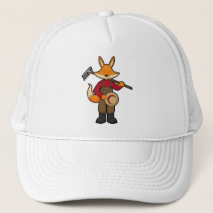 De Camionero Fox como granjero con pastel y Gorra