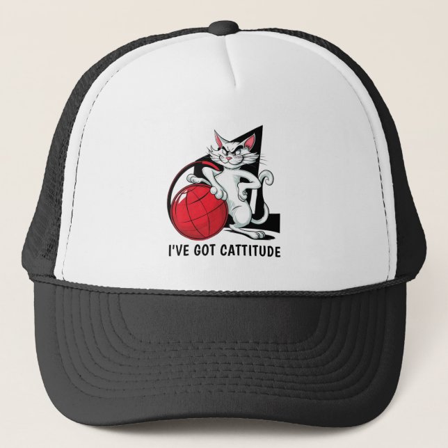 De Camionero Funny Cattitude Cat Gorra (Anverso)