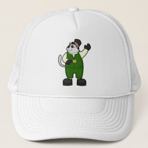 De Camionero Gato como Groom con café y Gorra