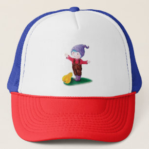 De Camionero Gnome Gorra púrpura con pelo azul y perso