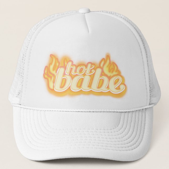 De Camionero gorra amarillo y blanco "hot babe" (Anverso)