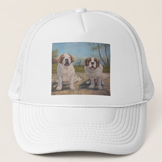 De Camionero Gorra Ann Hayes Pintando Dos St Bernards (Anverso)