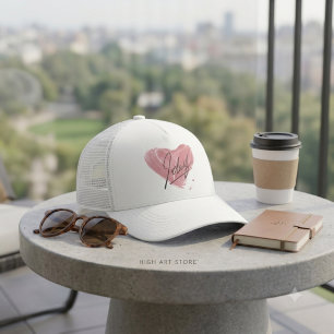 De Camionero Gorra Artística Corazón Rosa
