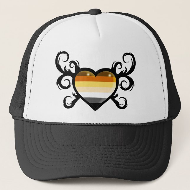 De Camionero gorra bear bandera heart (Anverso)