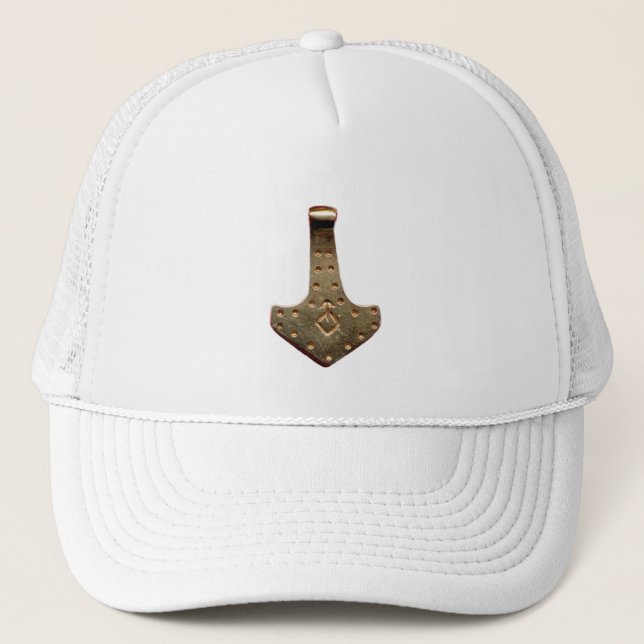 De Camionero Gorra blanco dorado Thor Hammer (Anverso)