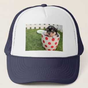 De Camionero Gorra con adorable cachorro