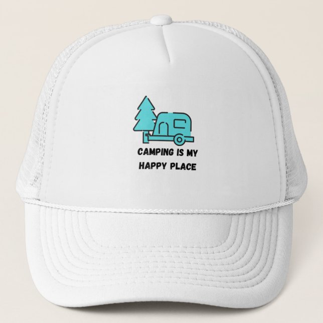 De Camionero Gorra con Camping es mi lugar feliz (Anverso)