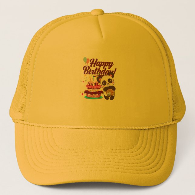 De Camionero Gorra con Feliz Cumpleaños y Pastel (Anverso)