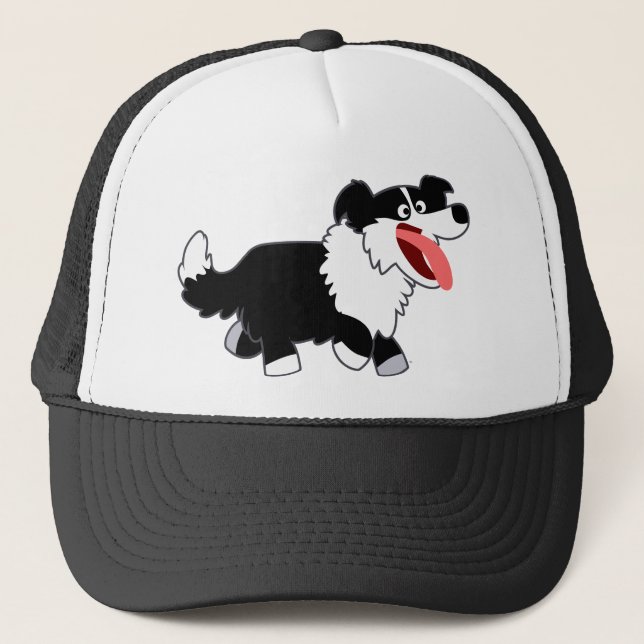 De Camionero Gorra Cute Happy Personalizado Border Collie (Anverso)
