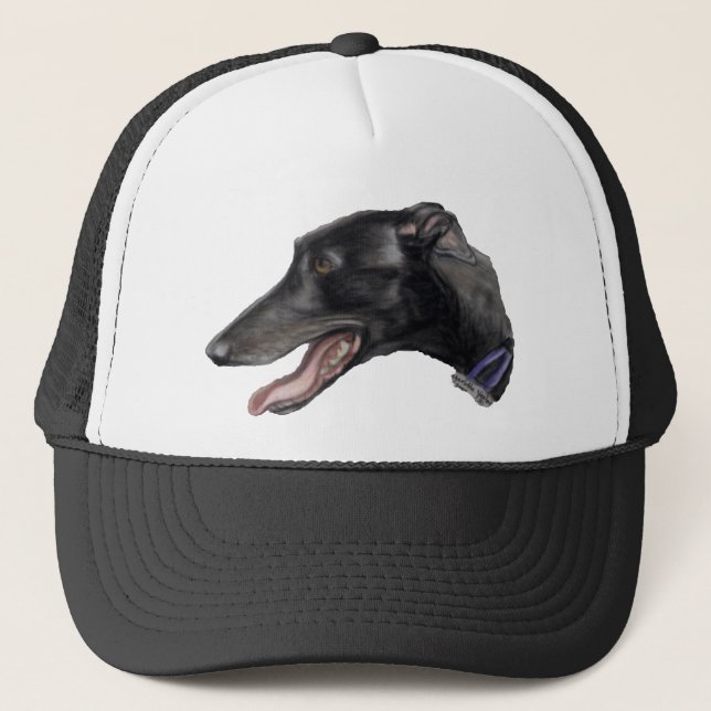 De Camionero Gorra del arte del perro del "galgo negro" (Anverso)
