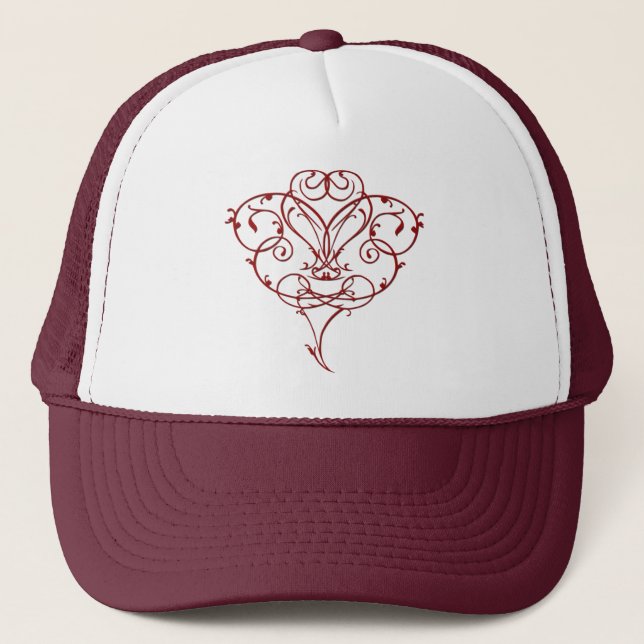 De Camionero Gorra del corazón floral (Anverso)