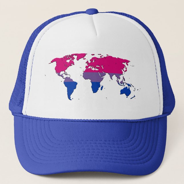 De Camionero Gorra del mapa del mundo del orgullo bisexual (Anverso)