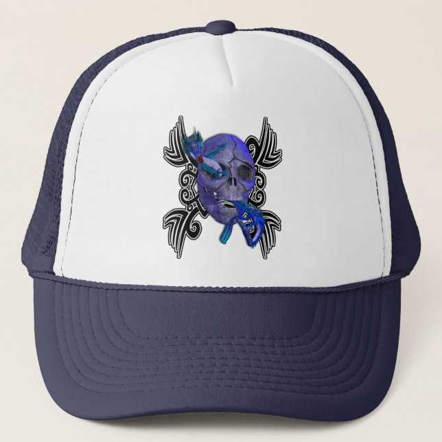 De Camionero Gorra del tatuaje del cráneo y del dragón (Anverso)