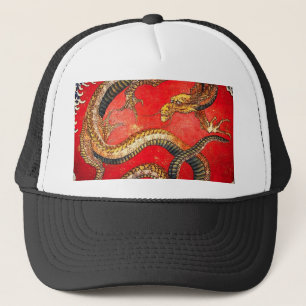 De Camionero Gorra Dragón japonés Hokusai Gold