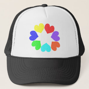 De Camionero Gorra Floral Rainbow Love Hearts
