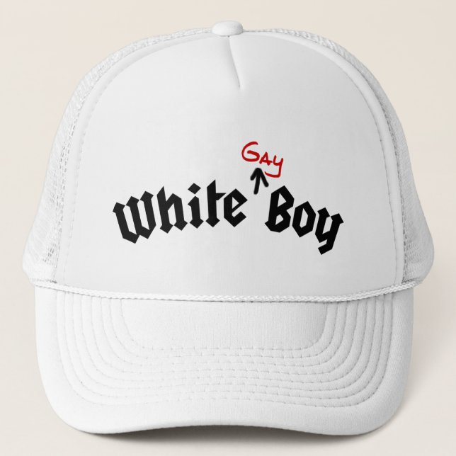 De Camionero Gorra gay blanco del muchacho (Anverso)