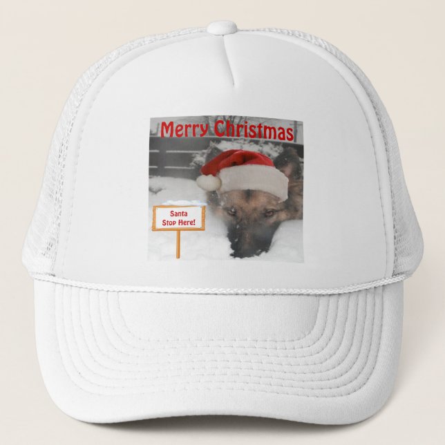 De Camionero Gorra German Shepherd Stop Here Rótulo (Anverso)