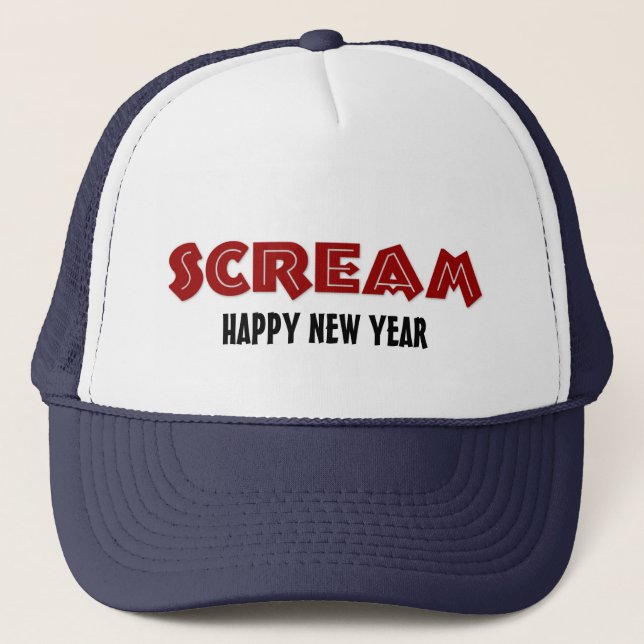 De Camionero Gorra Grita Feliz Año Nuevo (Anverso)