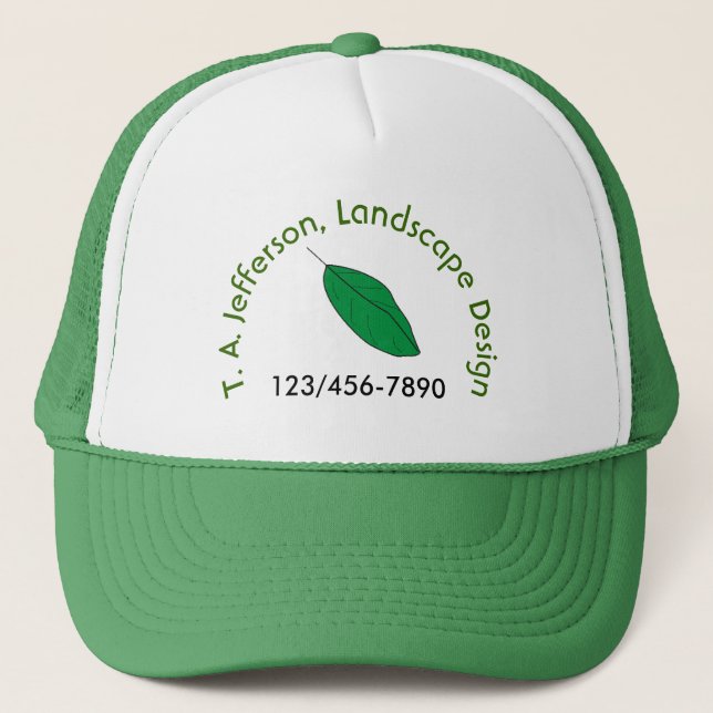 De Camionero Gorra - Hoja verde con texto curvo (Anverso)