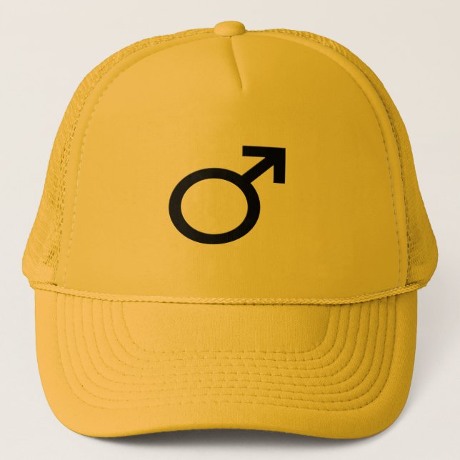 De Camionero Gorra negro y amarillo del símbolo masculino (Anverso)
