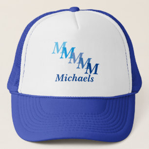 De Camionero Gorra - Nombre y Monograma paso a paso (blues)