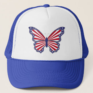 De Camionero Gorra Patriótico Rojo Blanco Y Azul Mariposa