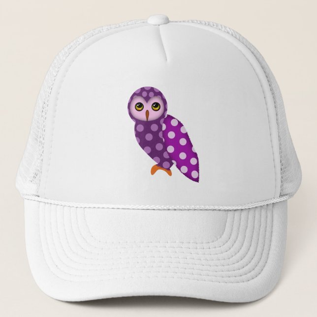 De Camionero Gorra Purple Polkadot Cute Owl (Anverso)