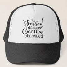 Gorra subrayado, bendecido y café obsesionado del