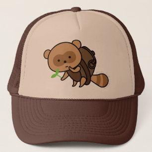 De Camionero Gorra - tetera Tanuki con las hojas