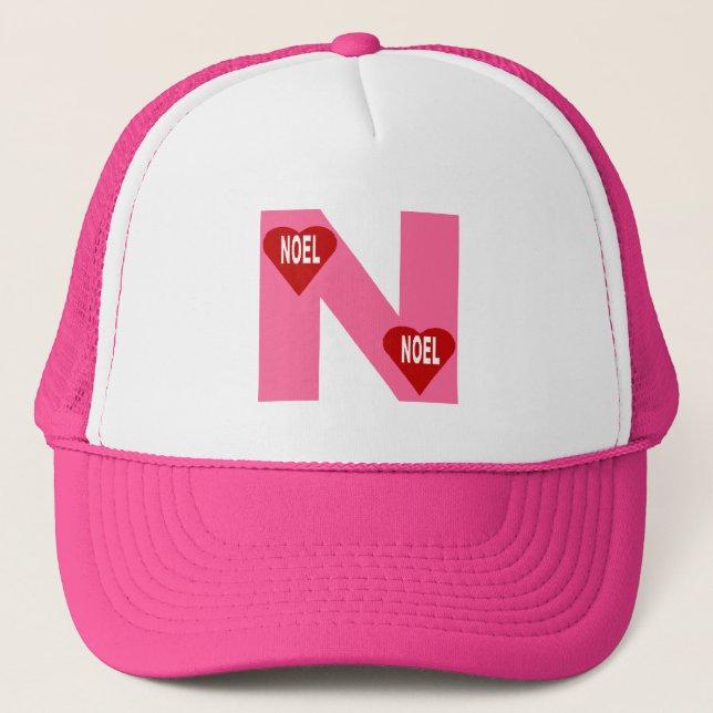 De Camionero Gorra Trucker blanco/rosado NOEL (Anverso)