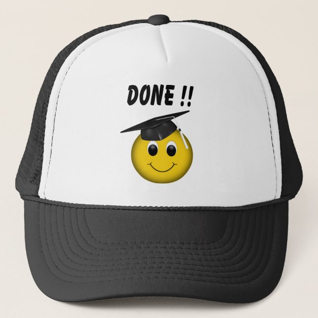 De Camionero Graduación divertida Emoji Gorra "Hecho" (Anverso)