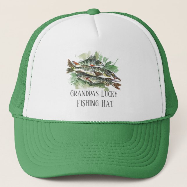 De Camionero Grandpas Lucky Fishing Gorra | Pike y Perch (Anverso)
