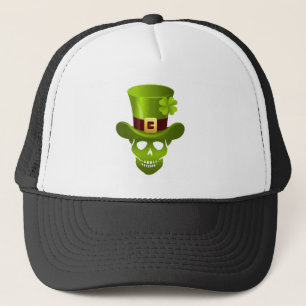 De Camionero Green 4 Leaf Shamrock Skull Y Green Gorra
