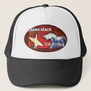 De Camionero Laguna Beach California surfer waves art gorra