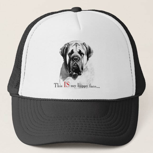 De Camionero Mastiff Happy Face Gorra (Anverso)