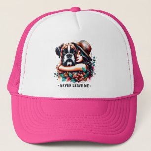 De Camionero Mujer abrazando Bulldog en Gorra