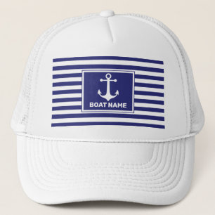 De Camionero Nautical Anchor Design Navy Gorra con rayas azules