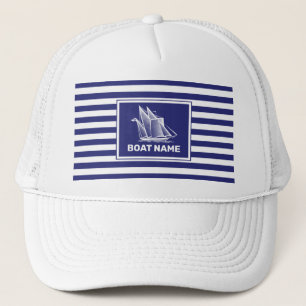 De Camionero Nautical Boat Design Navy Gorra con rayas azules