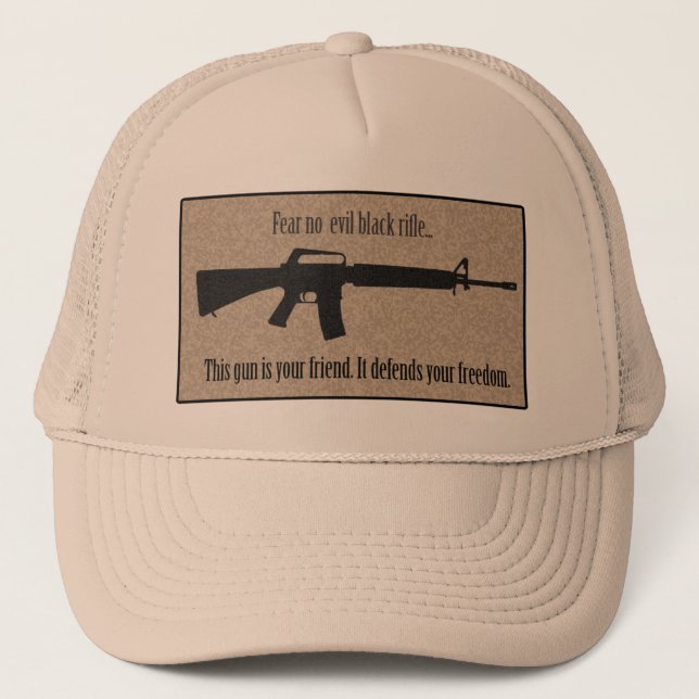 De Camionero No tema ningún gorra negro malvado del rifle (Anverso)