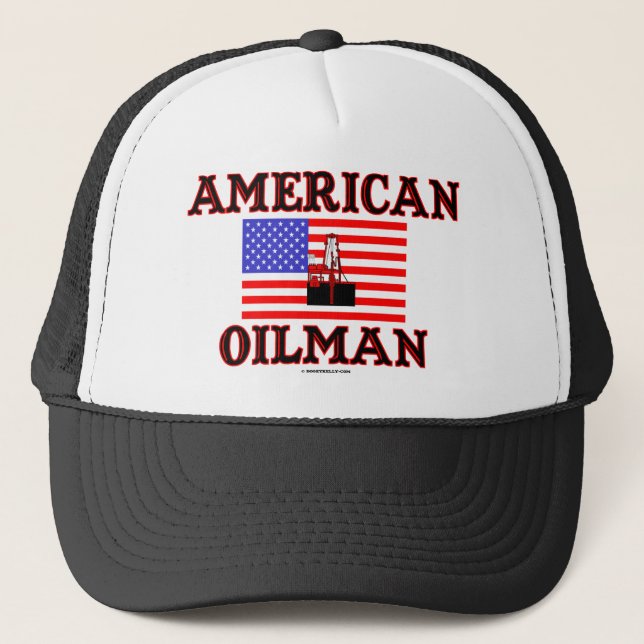 De Camionero Oilman americano, gorra del campo petrolífero, (Anverso)