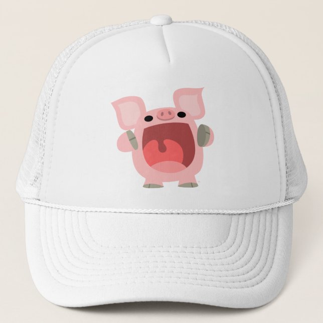 De Camionero "OINK!!!" Gorra lindo del cerdo del dibujo animado (Anverso)