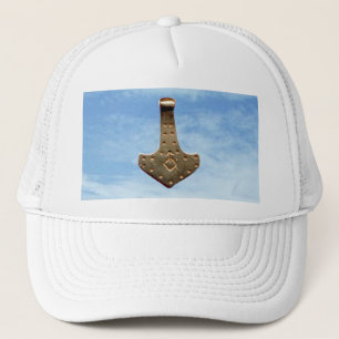 De Camionero Oro Thor Hammer nubes gorra blanco