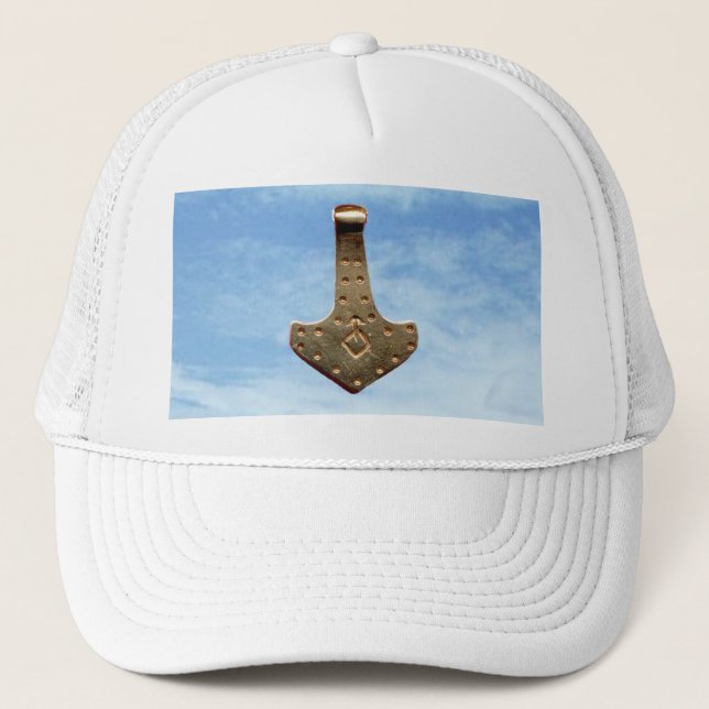 De Camionero Oro Thor Hammer nubes gorra blanco (Anverso)