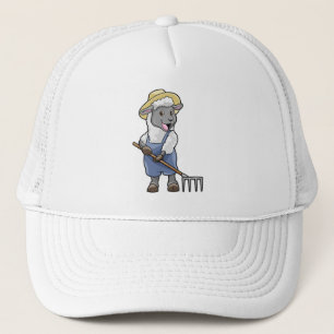 De Camionero Oveja como granjero con pastel y Gorra