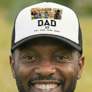 De Camionero Papá Estableció Negrita Blanco Negro 3 Foto Gorra