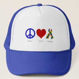 De Camionero Paz. Amor. Autismo. gorra (de colores vivos)