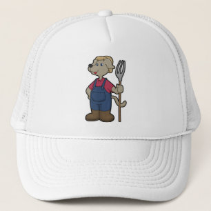 De Camionero Perro como granjero con pastel y Gorra