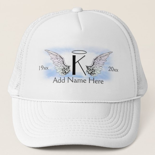 De Camionero Personalizado Gorra en memoria con Angel Wings (Anverso)