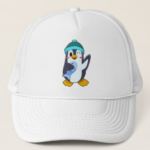 De Camionero Pingüino con pescado y Gorra